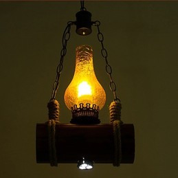 Bar Of The Retro Solid Wood Single Head Pendant