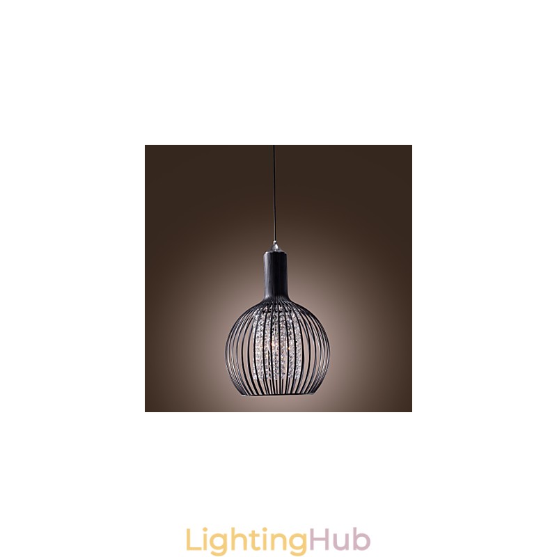 Modern Contemporary Lantern Crystal Mini Style Electroplated Pendant Light
