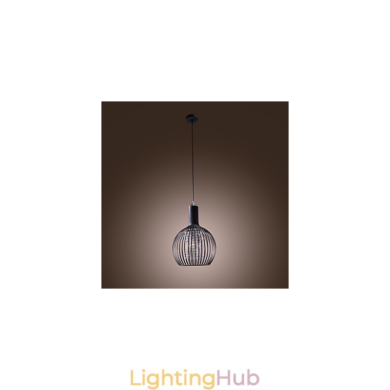 Modern Contemporary Lantern Crystal Mini Style Electroplated Pendant Light