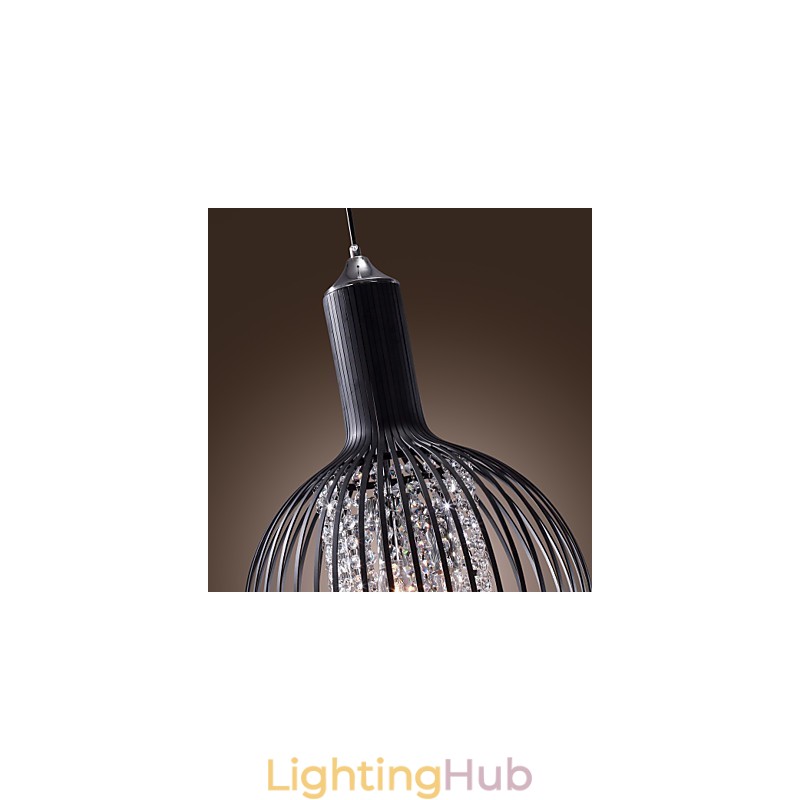 Modern Contemporary Lantern Crystal Mini Style Electroplated Pendant Light
