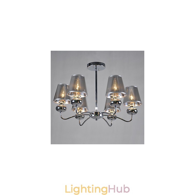 Vintage Chandelier 6 Light Classic Fabric Metal Painting