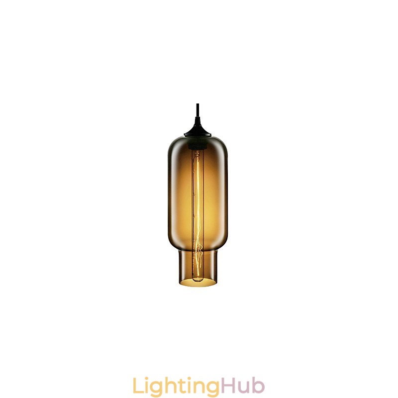 70W Modern Glass Pendant Light in Brown Bubble Design