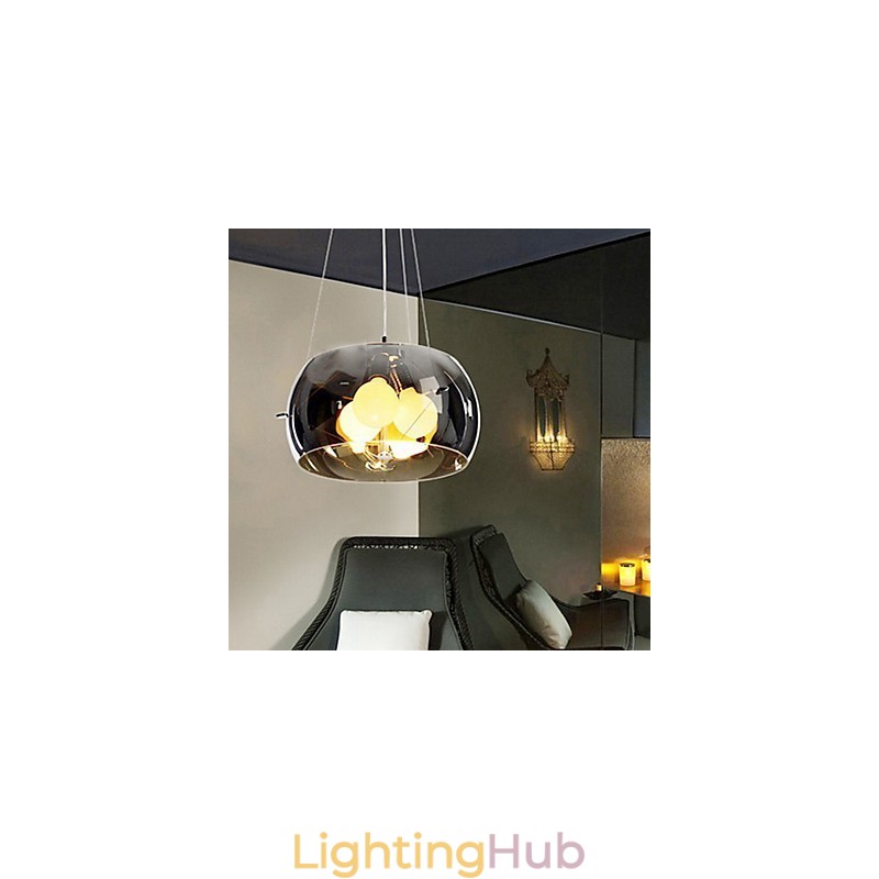 Italian Style Modern Quaint 3 Light Pendant With Black Transparent Shade