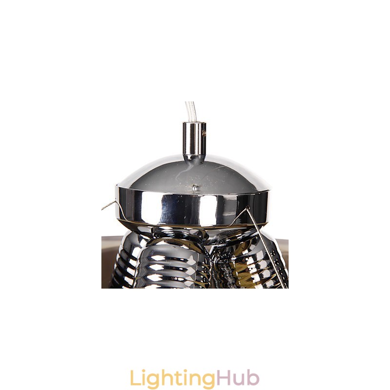 Italian Style Modern Quaint 3 Light Pendant With Black Transparent Shade