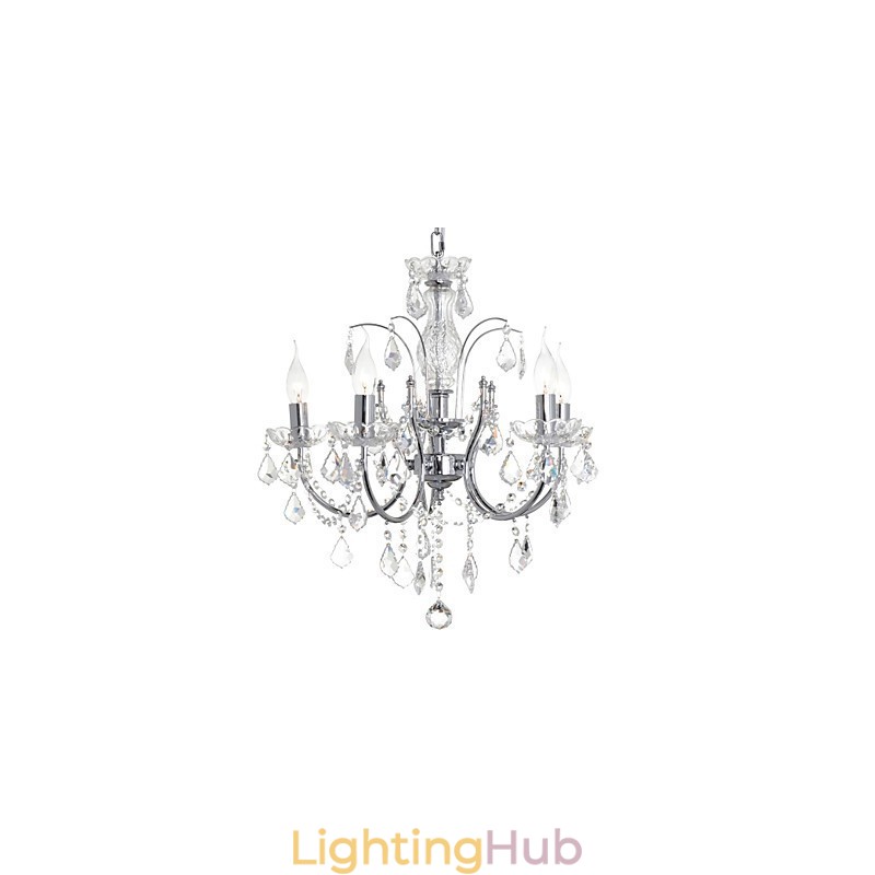 Traditional Classic Crystal Chrome Metal Chandelier