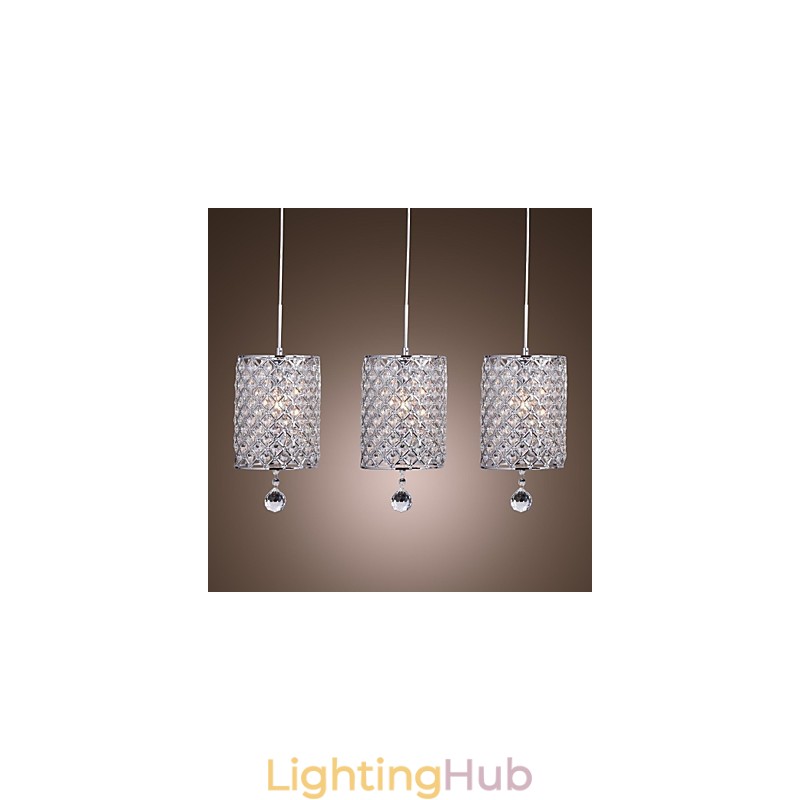 Modern Contemporary Crystal Chrome Metal Pendant Light