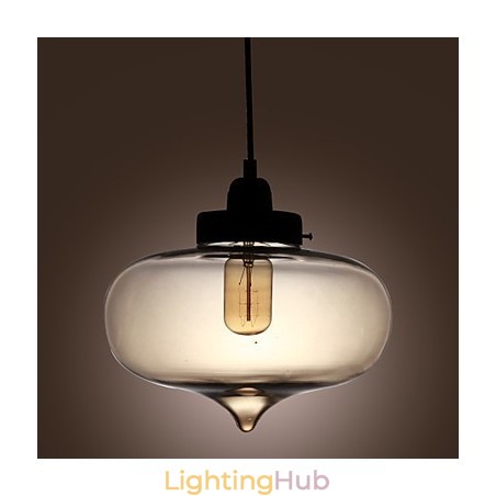 Transparent Glass Pendant Light in Brown Bubble Design Transparent Glass Pendant Light in Brown Bubble Design