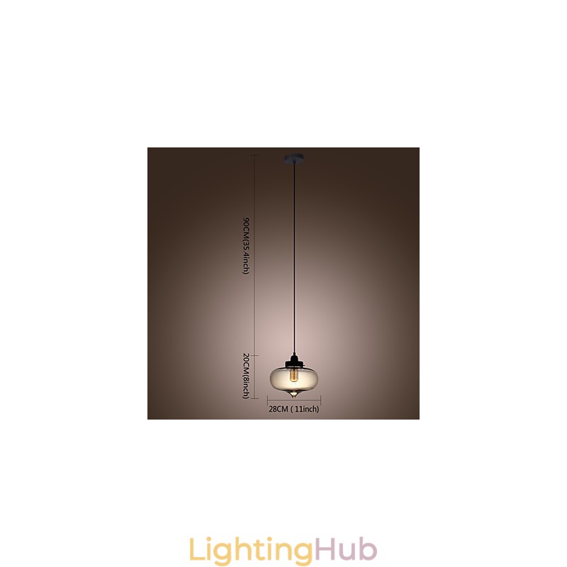 Transparent Glass Pendant Light in Brown Bubble Design