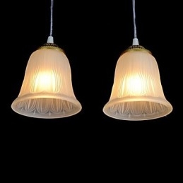 Bronze Pendant Four Lights Pattern Glass Shade European Retro Classic