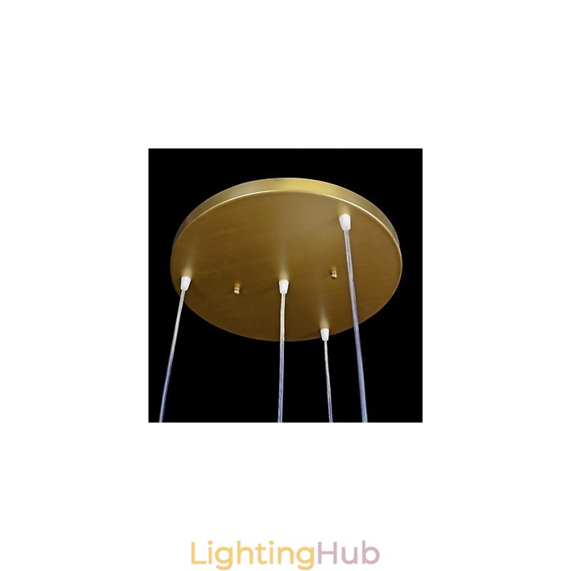 Bronze Pendant Four Lights Pattern Glass Shade European Retro Classic