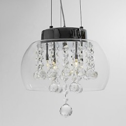 Artistic 4 Light Crystal Pendant Light with Glass Shade