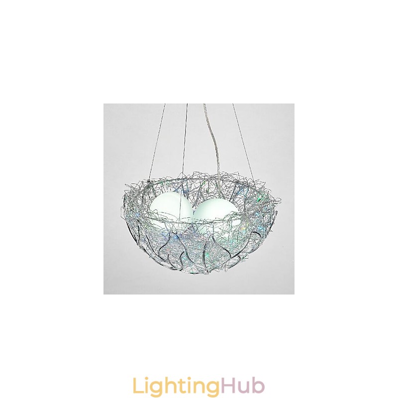 Modern Contemporary Silver Metal Pendant Light
