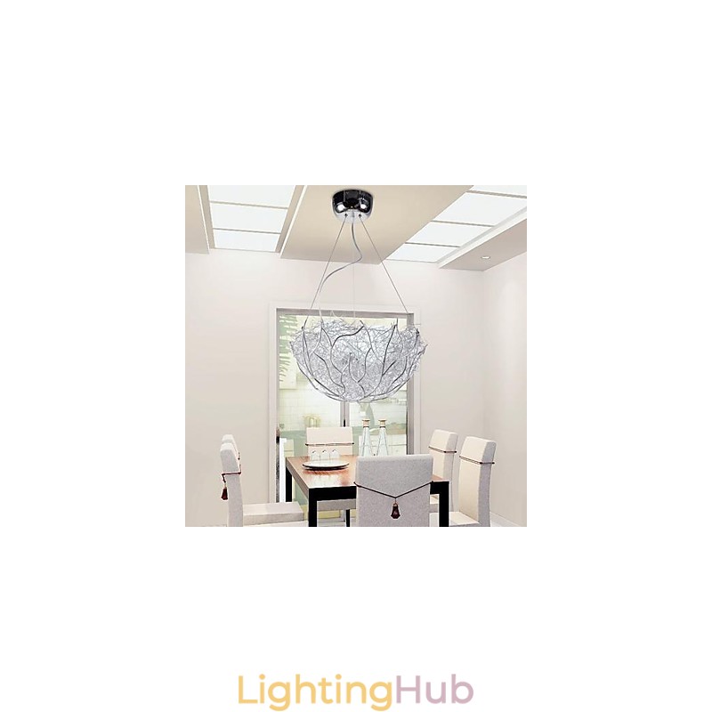 Modern Contemporary Silver Metal Pendant Light