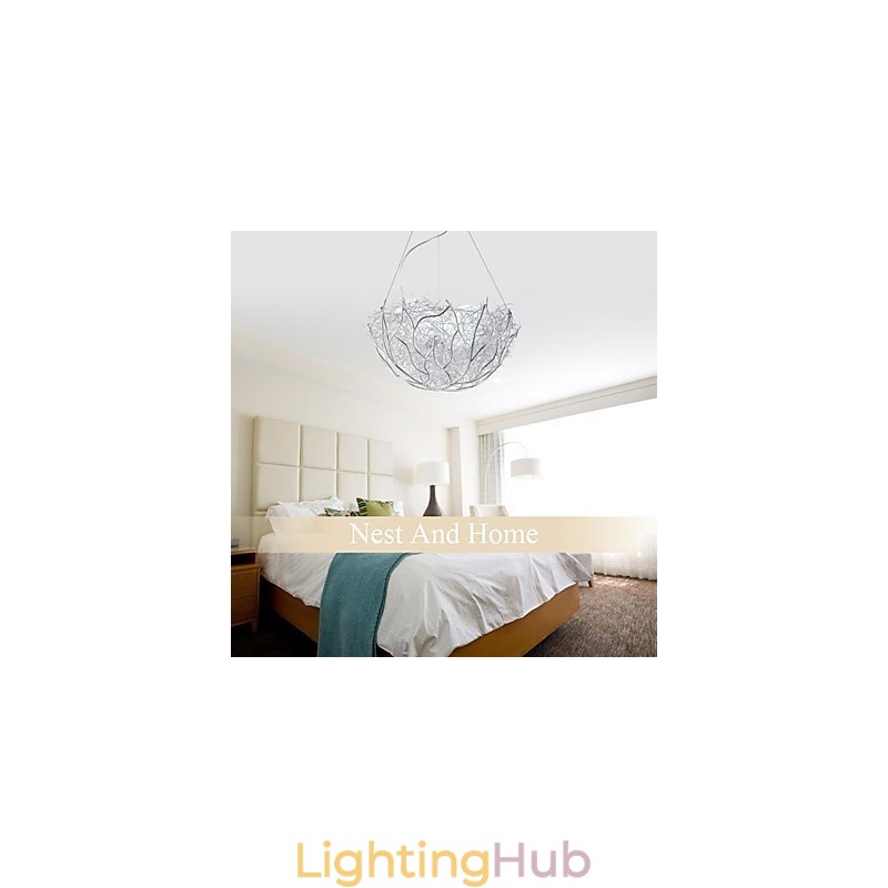 Modern Contemporary Silver Metal Pendant Light