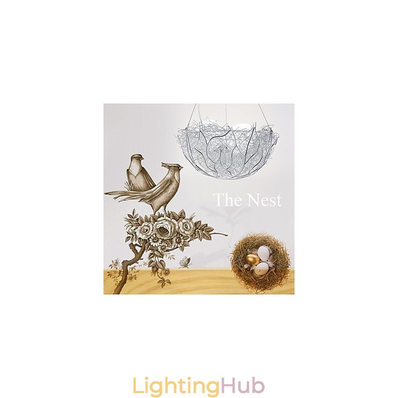 Modern Contemporary Silver Metal Pendant Light