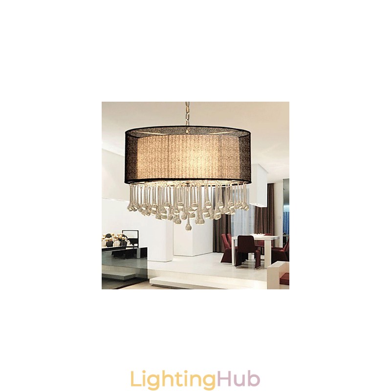 Contemporary Crystal 4 Light Pendant With Black Shade