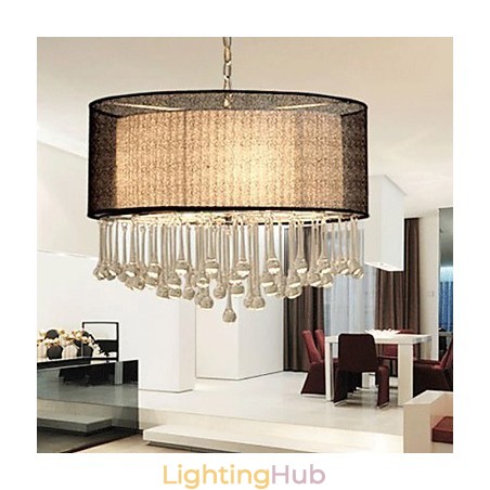 Contemporary Crystal 4 Light Pendant With Black Shade Contemporary Crystal 4 Light Pendant With Black Shade