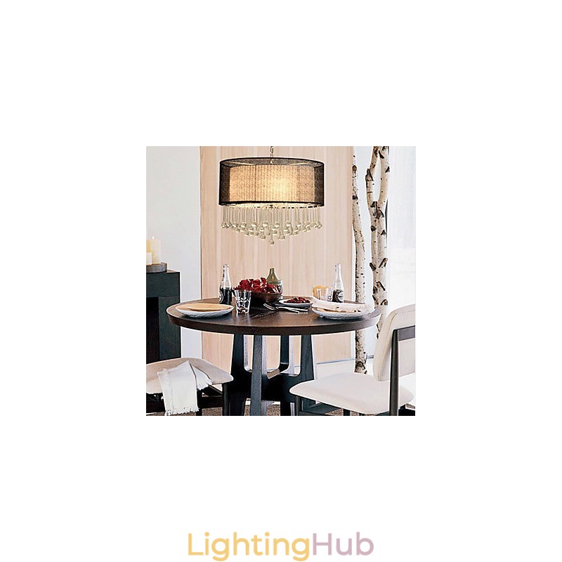 Contemporary Crystal 4 Light Pendant With Black Shade