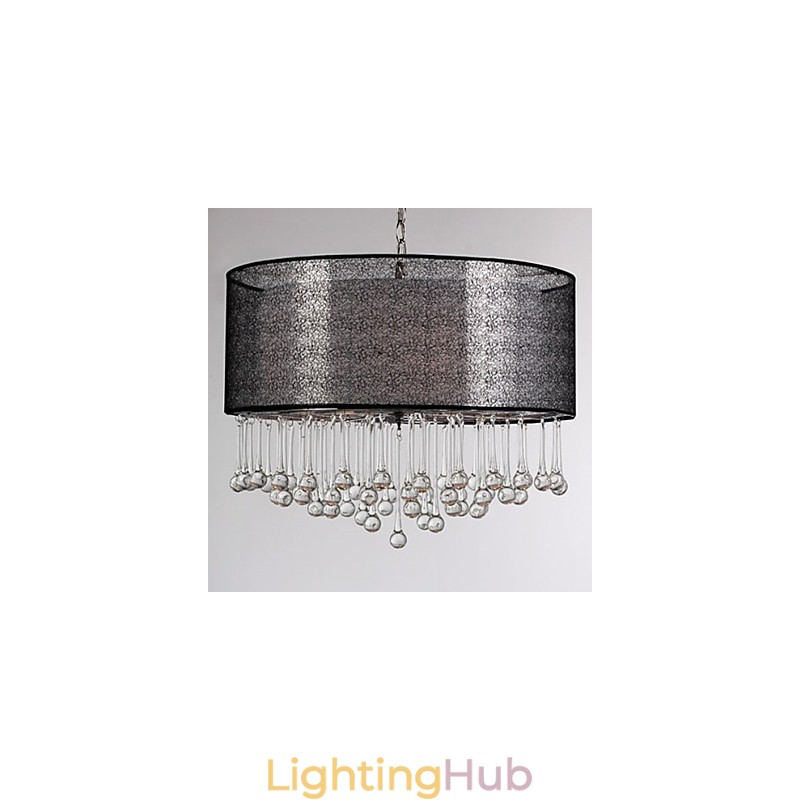 Contemporary Crystal 4 Light Pendant With Black Shade