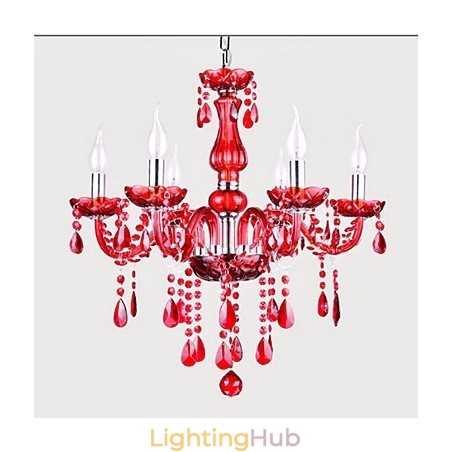 Chandelier Red Crystal Luxury Modern 6 Lights Chandelier Red Crystal Luxury Modern 6 Lights