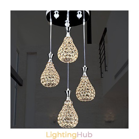 4 Heads Pendant Light Crystal Modern Contemporary Metal 4 Heads Pendant Light Crystal Modern Contemporary Metal