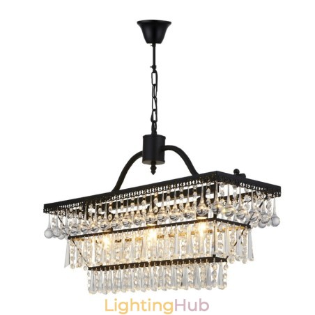 3 Tiers Rectangle Traditional Classic Crystal Metal Chandelier for 3 Tiers Rectangle Traditional Classic Crystal Metal Chandelier for