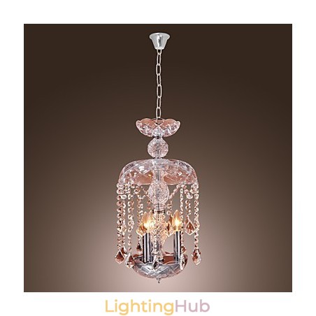 Modern Crystal Pendant Light with 3 Lights in Glass Shade Modern Crystal Pendant Light with 3 Lights in Glass Shade