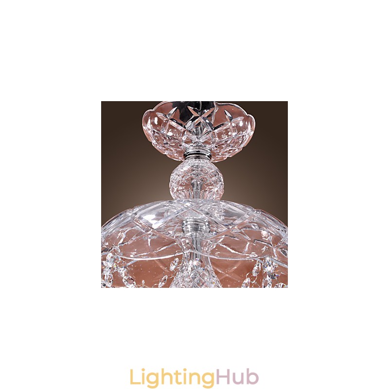 Modern Crystal Pendant Light with 3 Lights in Glass Shade