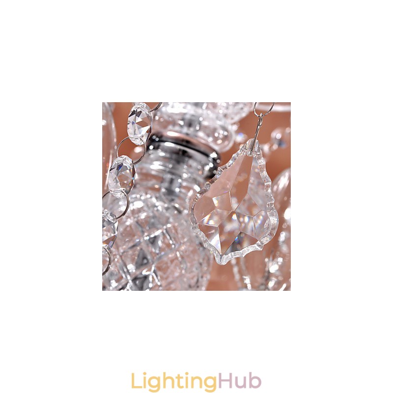 Modern Crystal Pendant Light with 3 Lights in Glass Shade