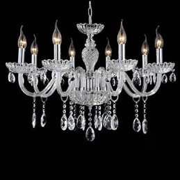 8 Light The style of palace Glass Chandelier With Candle Bulb