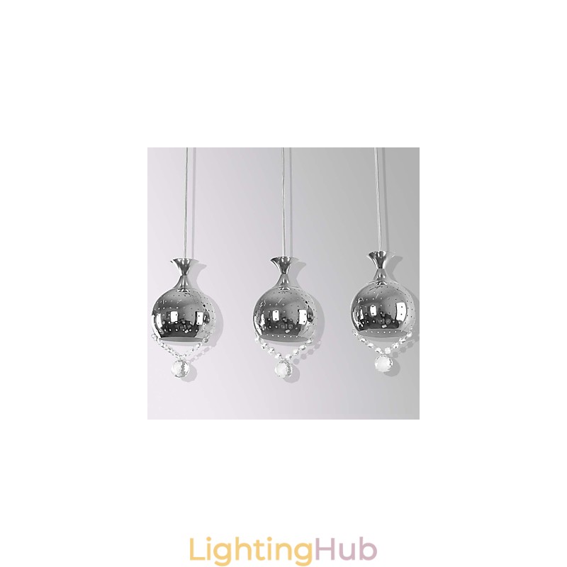 3 Heads Pendant Light Crystal Modern Contemporary Metal