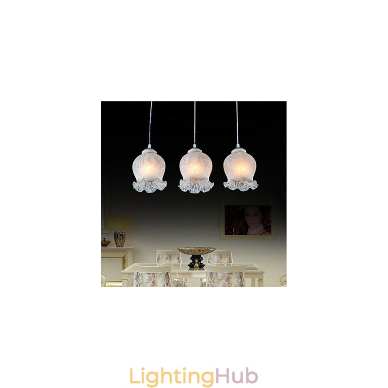 Pendant White Three Lights European Retro Classic