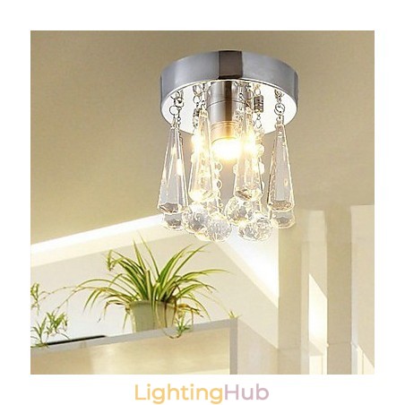 Modern Crystal 1 Lights Flush Mount In Crown Shape Modern Crystal 1 Lights Flush Mount In Crown Shape