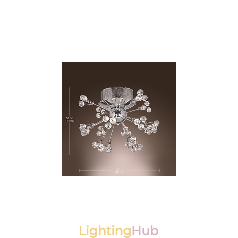 Modern Contemporary Crystal Chrome Metal Flush Mount