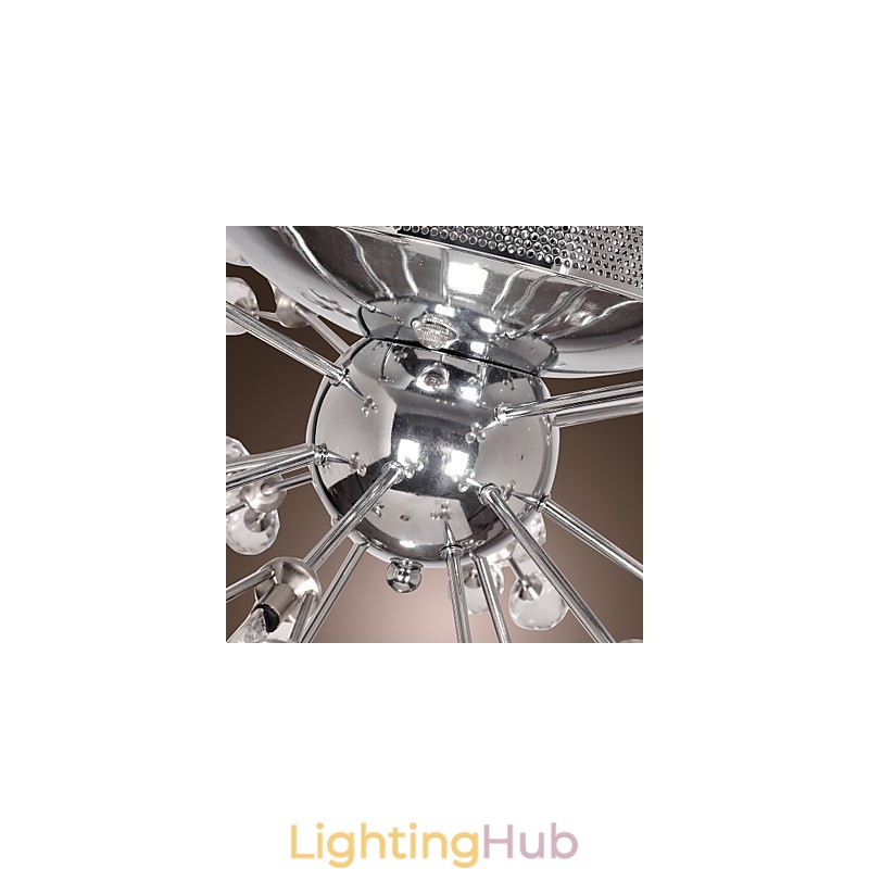 Modern Contemporary Crystal Chrome Metal Flush Mount