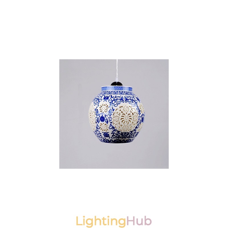 Retro Ceramic lamp lamp Stairs Blue Single Head Chandelier Creative