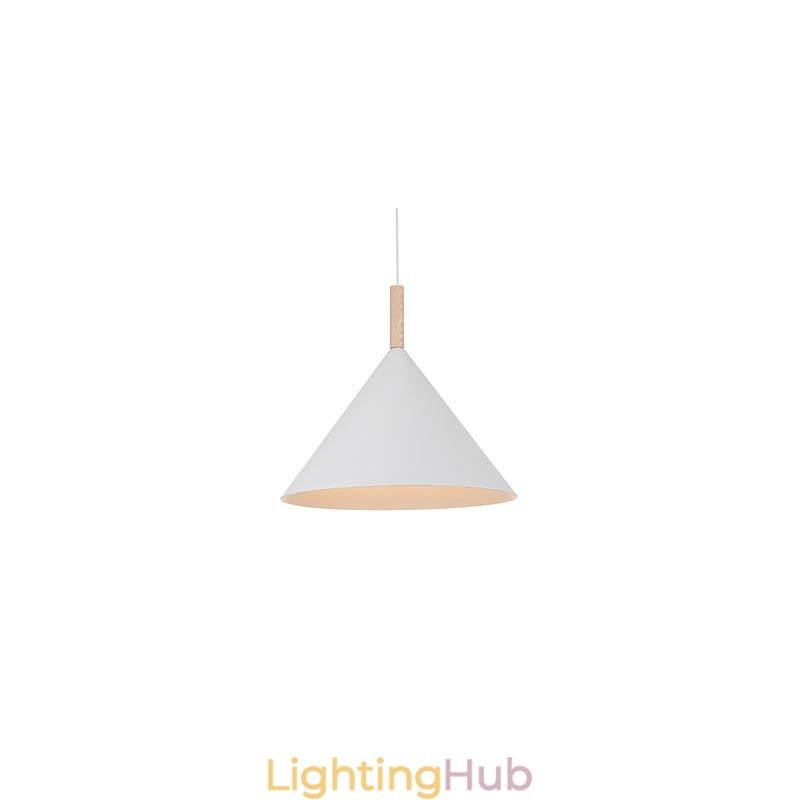 Mini Artistic Cone Pendant Lamp 1 Light Mordern Simplicity Finish Black White Aluminum & Wooden Droplight