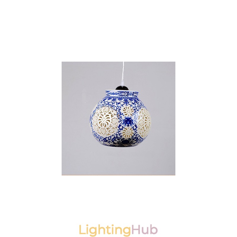 Retro Ceramic lamp lamp Stairs Blue Single Head Chandelier Creative