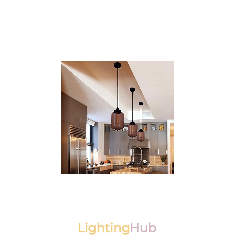 70W Modern Glass Pendant Light in Transparent Bottle Design