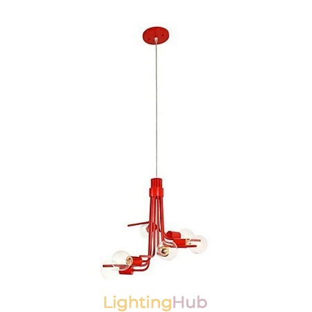 North American Style Characteristic 6 Light Pendant In Red North American Style Characteristic 6 Light Pendant In Red