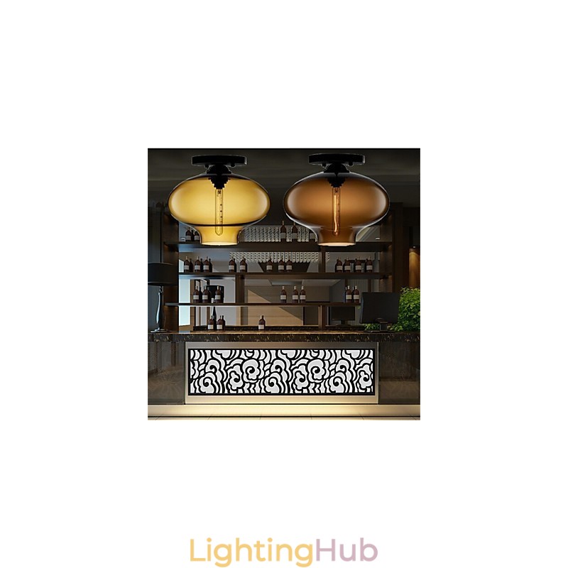 Retro Creative Single Head Glass Pendant Lamp Cafe In The Goldfish Bowl