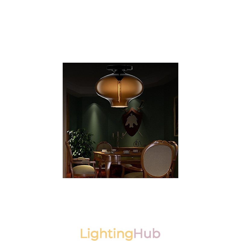 Retro Creative Single Head Glass Pendant Lamp Cafe In The Goldfish Bowl