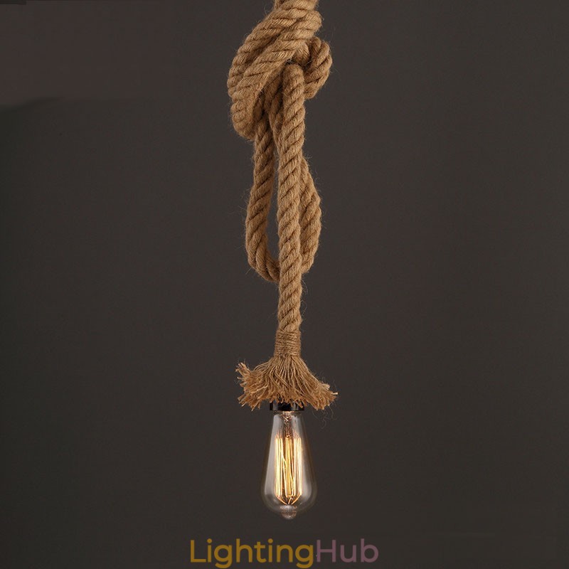 1 Light DIY Art Hemp Rope Light Creative Hemp Rope Chandelier Long 100cm Send 1 Bulb