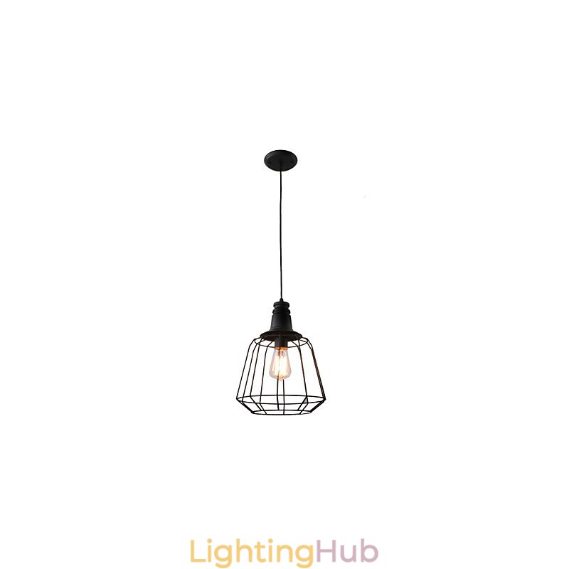 Rustic Lodge Retro Country Mini Style Painting Metal Pendant Light Garage