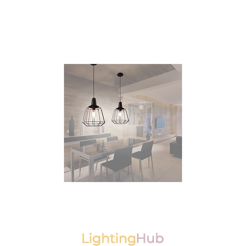 Rustic Lodge Retro Country Mini Style Painting Metal Pendant Light Garage