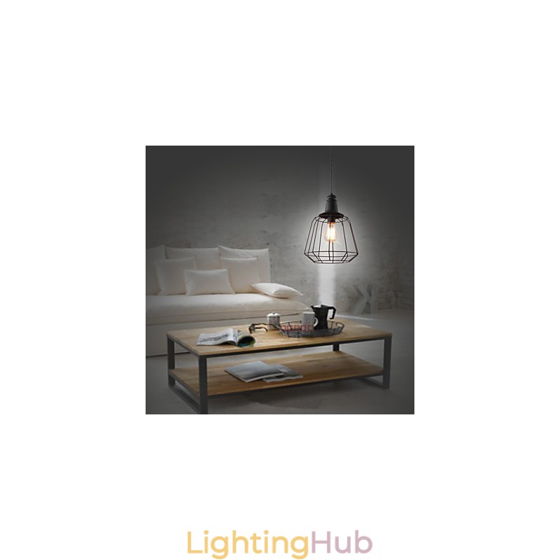 Rustic Lodge Retro Country Mini Style Painting Metal Pendant Light Garage