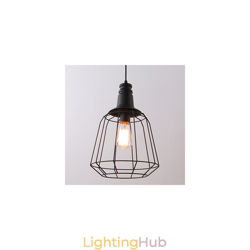 Rustic Lodge Retro Country Mini Style Painting Metal Pendant Light Garage