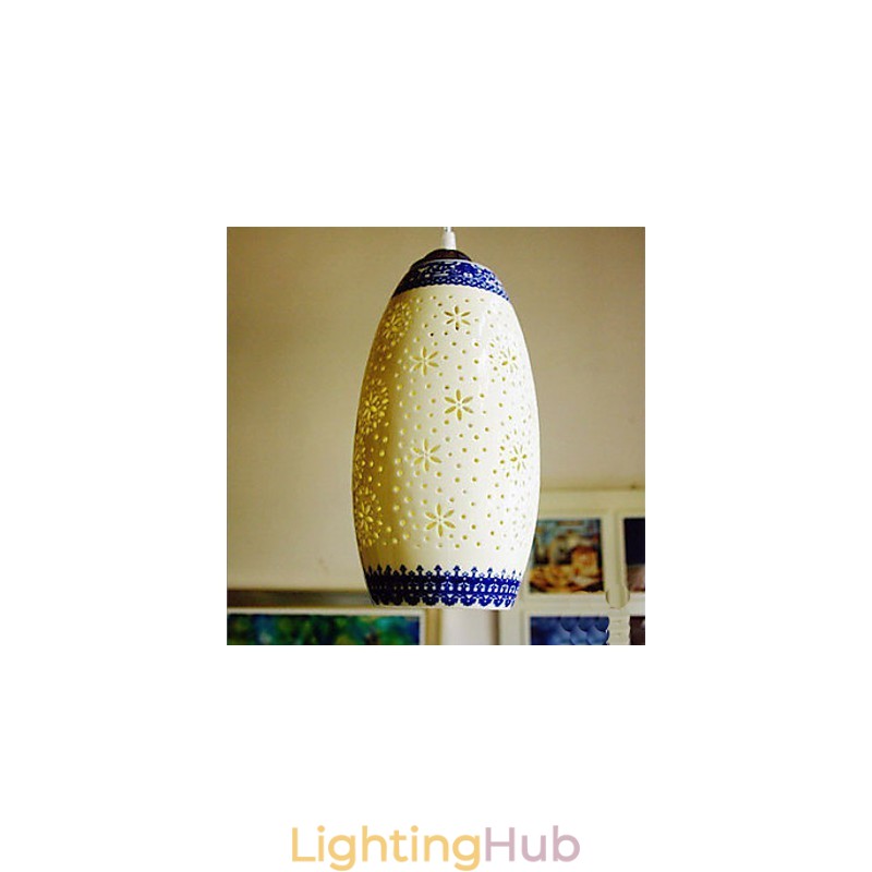 Retro Ceramic lamp lamp Stairs Blue Single Head Chandelier Creative