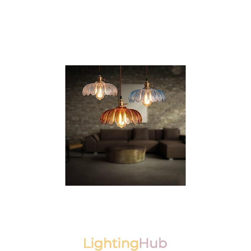 The copper cap Retro Old Shanghai flower glass chandelier