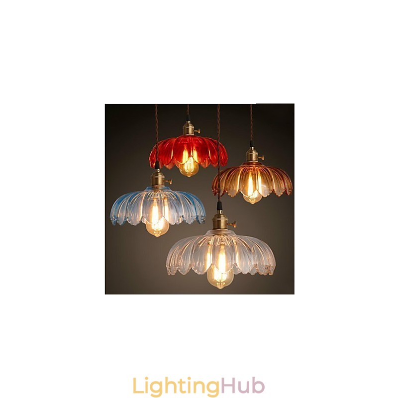 The copper cap Retro Old Shanghai flower glass chandelier
